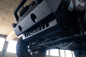Jeep Wrangler JL Skid Plate - Front - DV8 Offroad - Sway-Bar Disconnect Motor - `18-`23